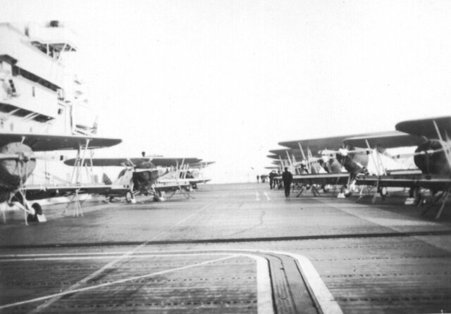 On the deck of the U.S.S. Ranger CV4, about 1937. 