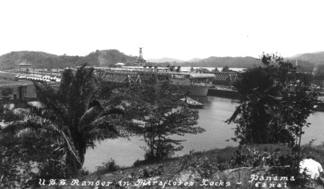 U.S.S. Ranger in Miraflores Locks - Panama Canal 